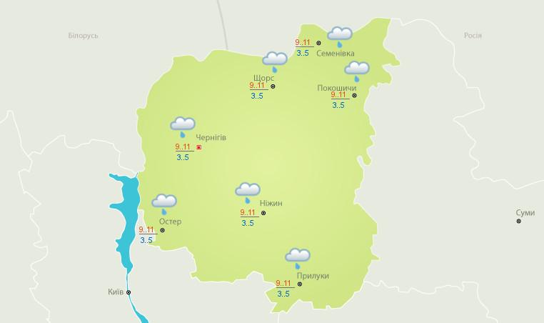 На Чернігівщині синоптики обіцяють дощову погоду