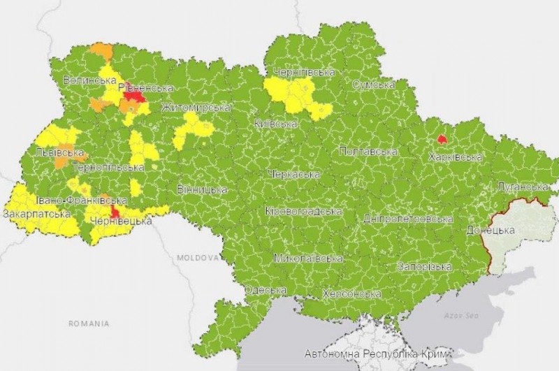 Частина Чернігівської області потрапила до жовтої зони