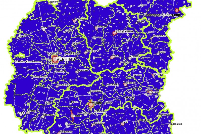 З новим адміністративно-територіальним устроєм Чернігівської області можна ознайомитися на інтерактивній мапі