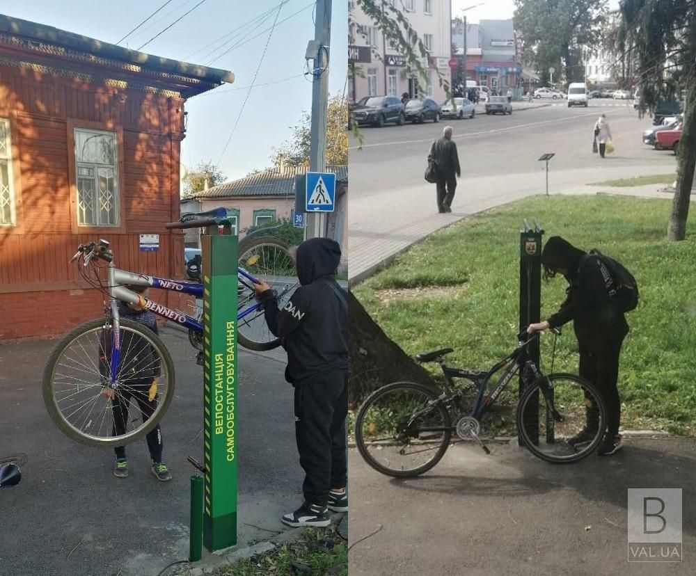 На Ніжинщині встановили станції для ремонту велосипедів