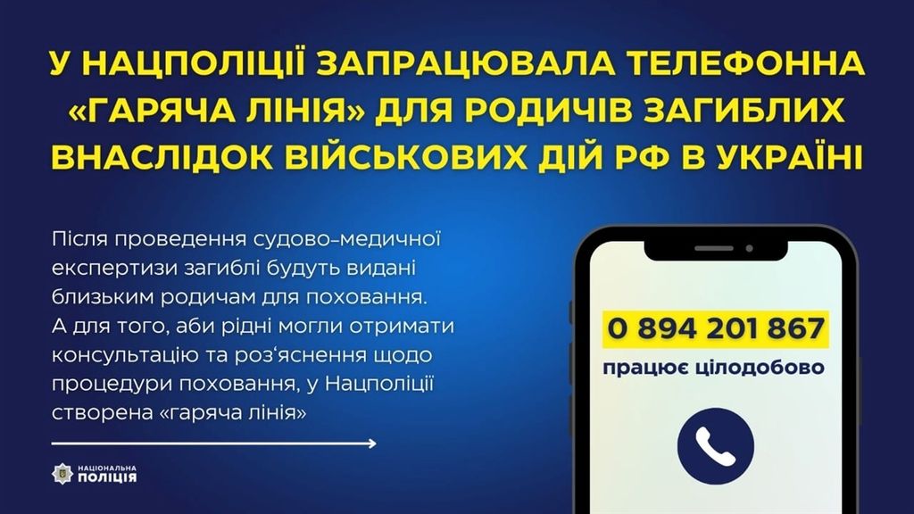 “Гаряча лінія” для українців, які втратили родичів від військових дій ворога