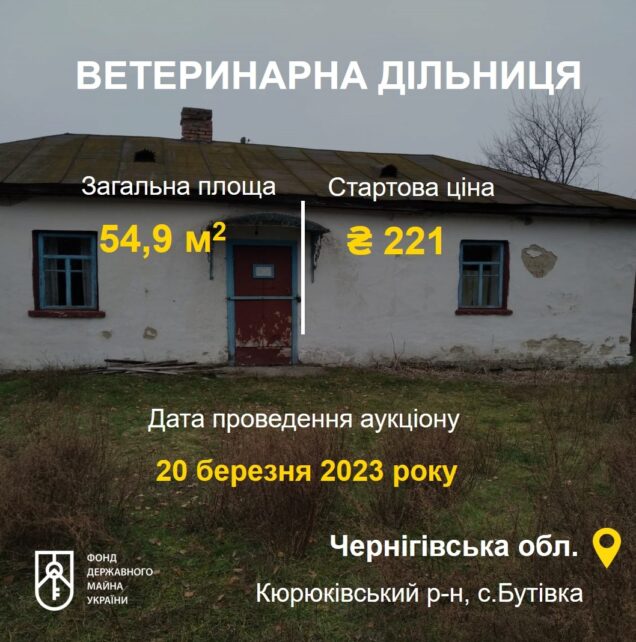 На Чернігівщині за 221 гривню продають ветеринарну дільницю