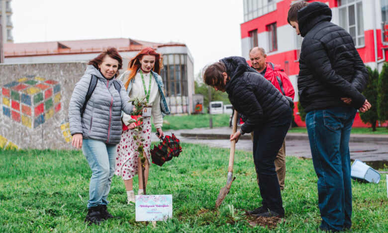 Вимушені переселенці з Чернігівщини посадили сакуру в Ужгороді 