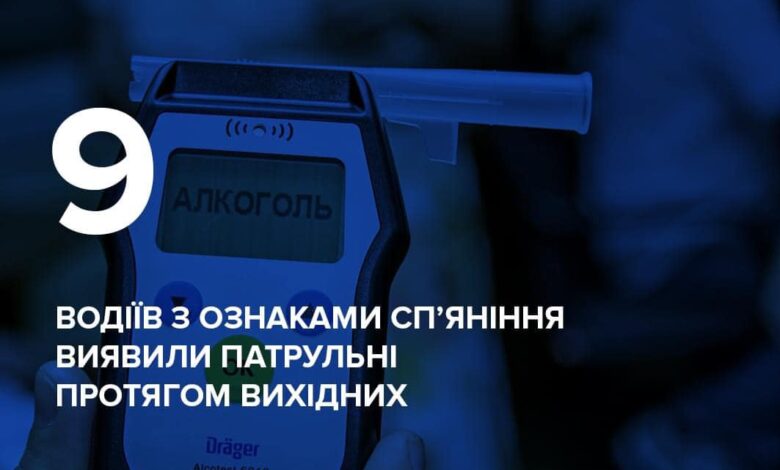 За вихідні на Чернігівщині затримали дев’ятеро нетверезих водіїв