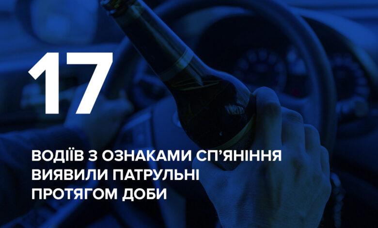 За минулу добу на Чернігівщині виявили 17 п’яних водіїв