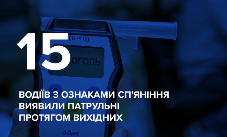 За вихідні на Чернігівщині затримали 15 п’яних водіїв