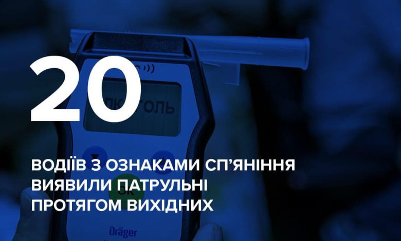 Цими вихідними патрульні затримали 20 нетверезих водіїв на Чернігівщині