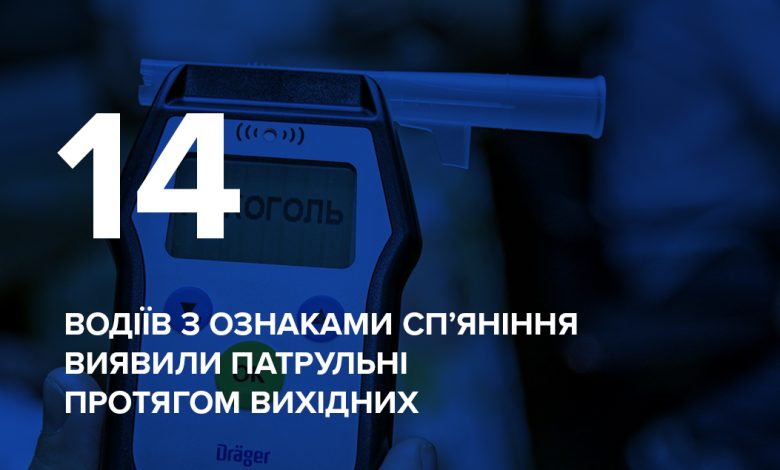 Патрульні Чернігівщини протягом вихідних затримали 14 нетверезих водіїв