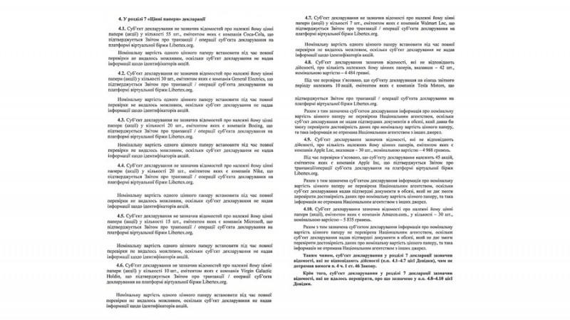Не вказав акції Coca Cola та Boeing: в декларації депутата Чернігівської облради виявили понад 30 порушень