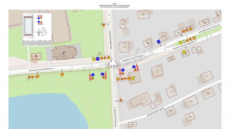У Чернігові на шість днів перекриють рух транспорту на перетині вулиць Гетьмана Полуботка та Олега Міхнюка