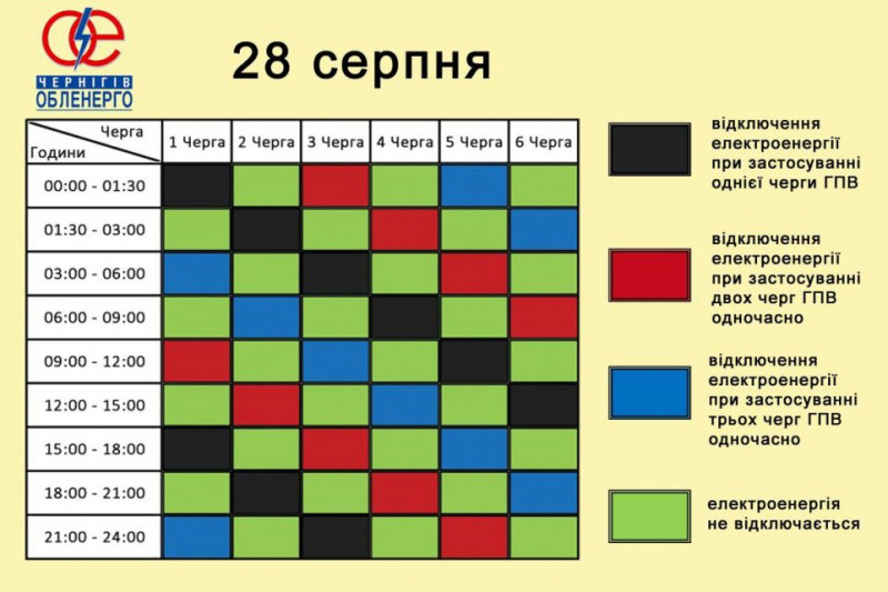 Світла не буде у двох черг: інформація щодо відключень електрики на Чернігівщині