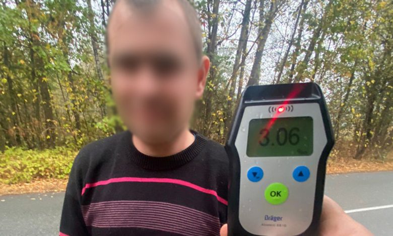 Вміст алкоголю у 15 разів перевищував норму: на Чернігівщині впіймали п’яного водія