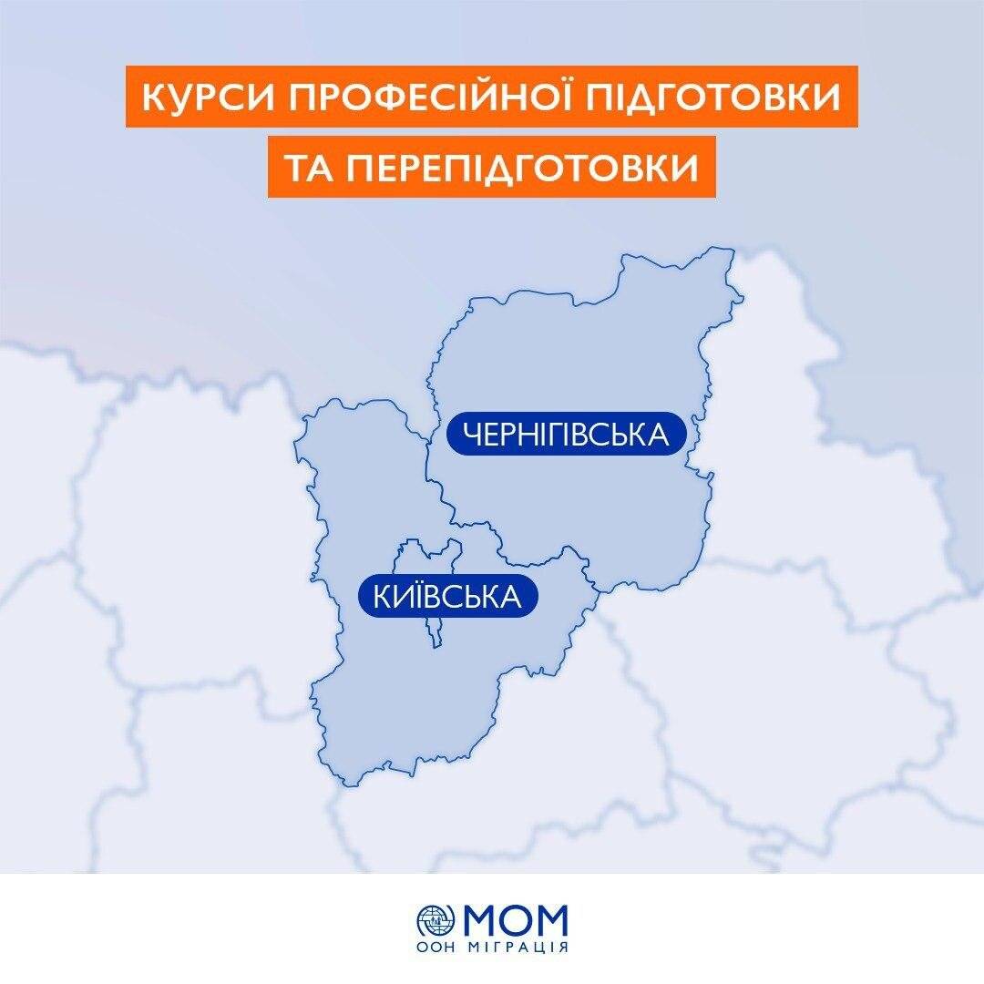 Курси професійної підготовки та перепідготовки в рамках проєкту МОМ «Життєздатність+: Економічна інтеграція внутрішньо переміщених осіб та постраждалих від війни»