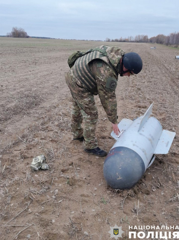 На Чернігівщині вибухотехніки поліції знешкодили залишки від двох ворожих ракет (Фото)