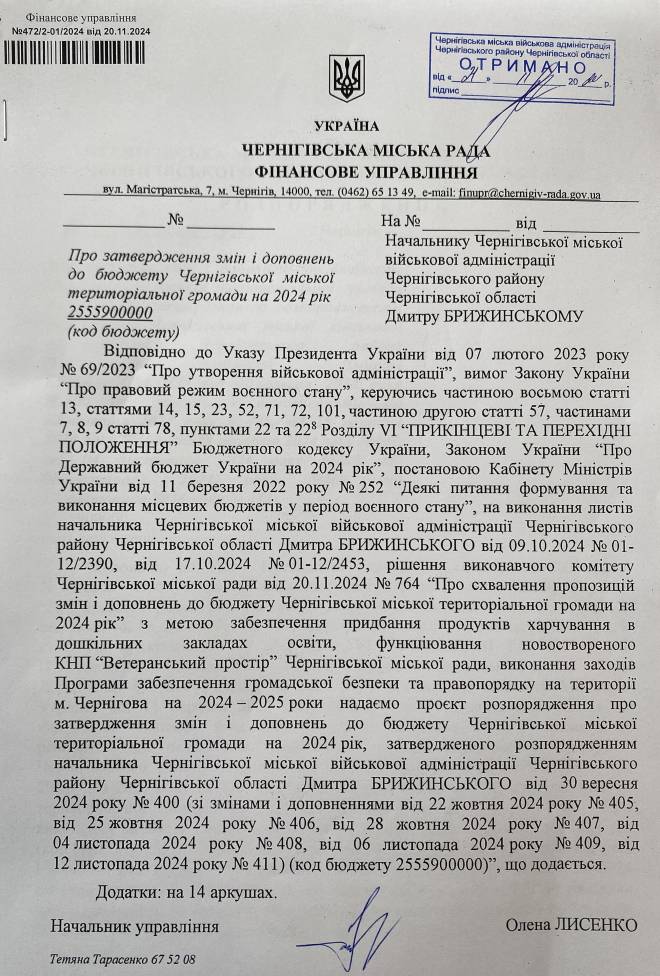 Всі необхідні бюджетні подання, які стосуються організації харчування в дитсадках, повторно направлено до МВА