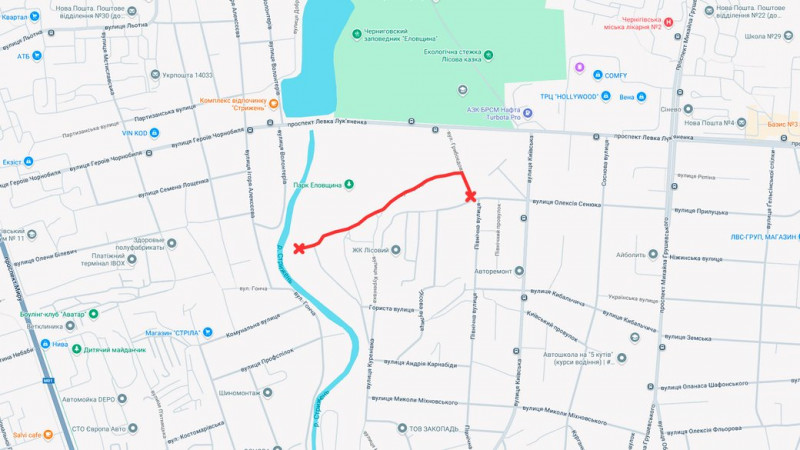 У Чернігові перекриють рух вулицею Ялівщина на 5 місяців