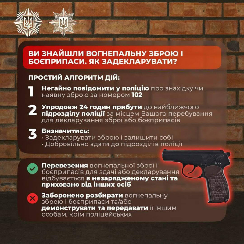 У підрозділах поліції Чернігівщини триває декларування зброї