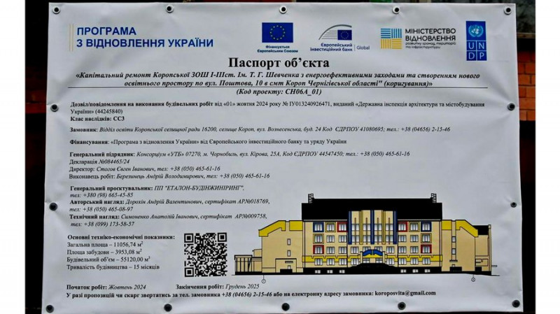 За майже 75 мільйонів гривень у Коропі, що на Чернігівщині, планують модернізувати школу