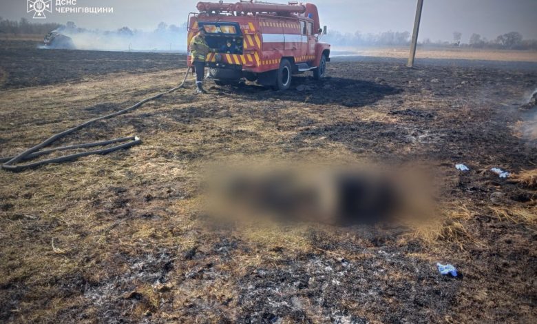 На Чернігівщині під час ліквідації пожежі сухої трави виявили тіло чоловіка