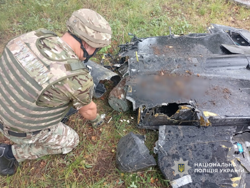 На Чернігівщині знайшли бойову частину ворожого ударного безпілотника (Фото)