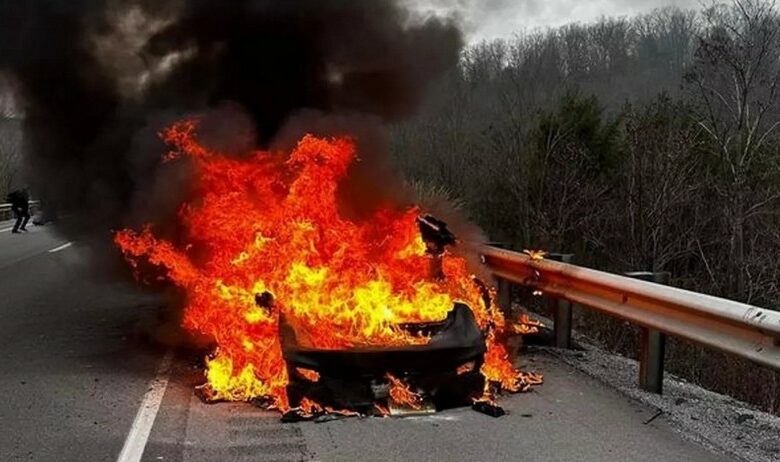 В селі на Чернігівщині згоріла Tesla