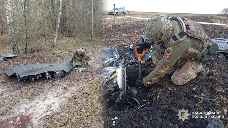 З початку листопада вибухотехніки поліції Чернігівщини 66 разів залучались до знешкодження бойових частин дронів РФ