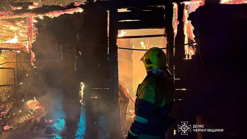 Жінка зазнала опіків 15% тіла, чоловік — 21%: на Чернігівщині через пожежу жилого будинку госпіталізували двох людей