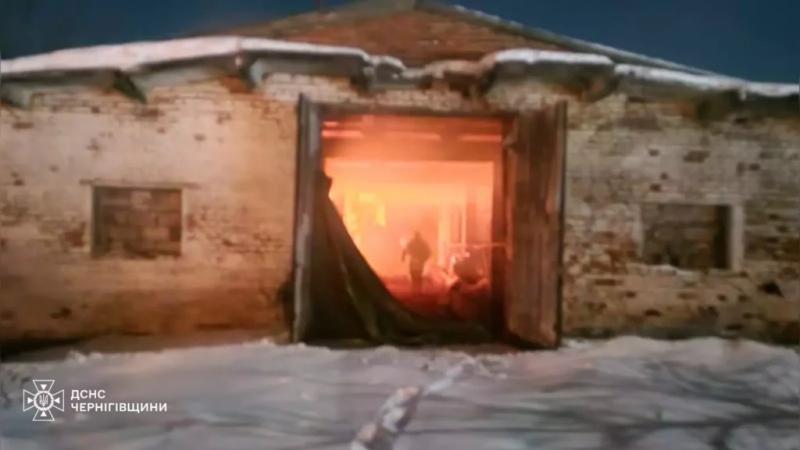 Ворожий удар по фермі на Чернігівщині: вогонь охопив 80 квадратних метрів (Фото)