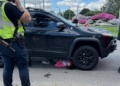 Постраждалих затисло під автомобілем: у Чернігові на П’яти кутах позашляховик збив двох пішоходів (Фото)
